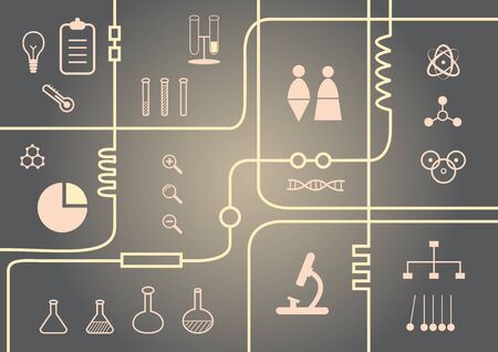 Vector science icons set on gray background. Vector elements.のイラスト素材