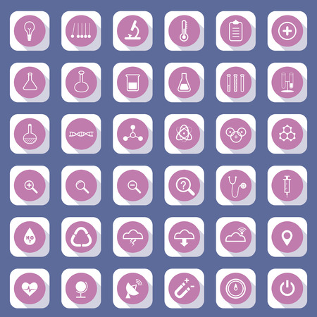 Science icons vector collection with long shadow.のイラスト素材
