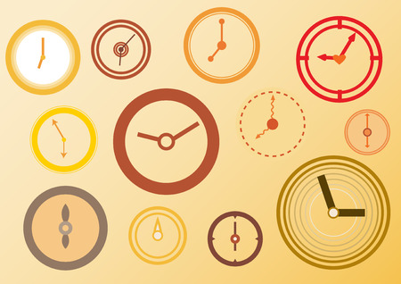 Vector clocks icons set. Colorful time.のイラスト素材
