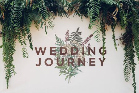 Beautiful backdrop flowers for wedding ceremony. Wedding journey.