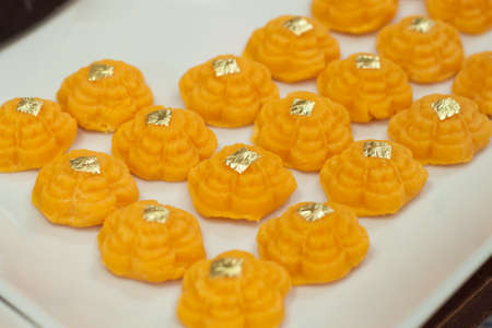 Thailand ancient dessert, sweet desserts make with egg and baking powder.の写真素材