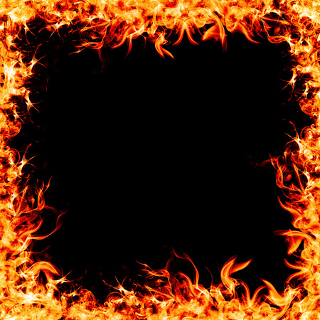 Red fire frame on balck background.