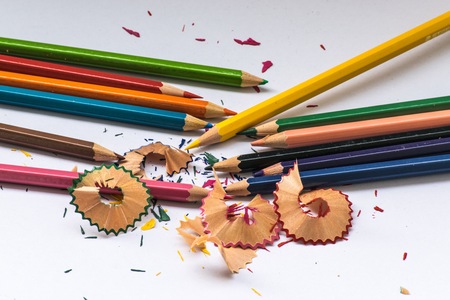 Color pencil on white background.の写真素材