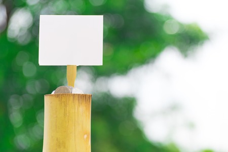 Bamboo cylinder on background bokeh tree using wallpaper or background.の写真素材
