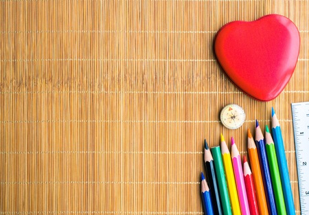 Notepad with pencil on wood board background. using wallpaper or background for education, business photo. Take note of the product for book with paper and concept or copy space.の写真素材