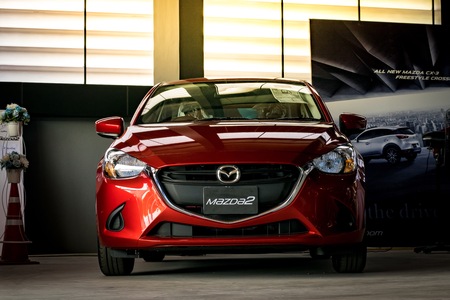 BANGSAN, THAILAND - September , 2017 :  car mazda brand japan parked in the showroom in Thailand for customers.のeditorial素材