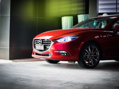 BANGSAN, THAILAND - September , 2017 :  car mazda brand japan parked in the showroom in Thailand for customers.のeditorial素材