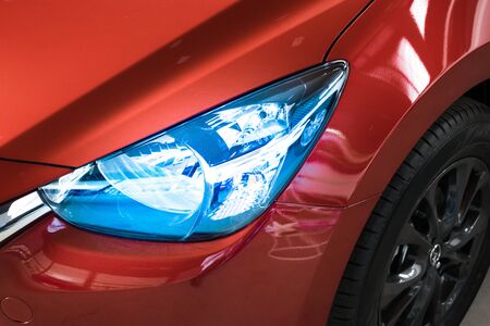 Led headlight car for customers. Using wallpaper or background for transport and automotive imageの写真素材