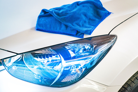 Wipe car with led headlight for customers. Using wallpaper or background for transport and automotive image.の写真素材