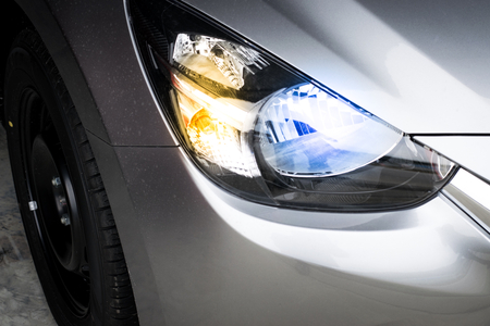 Led headlight car for customers. Using wallpaper or background for transport and automotive image.の写真素材