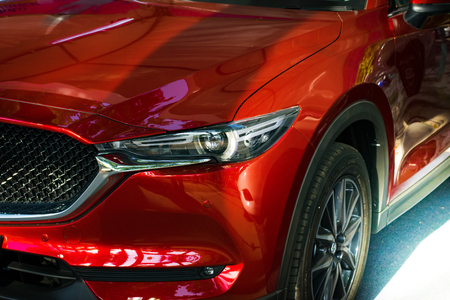 BANGSAN, THAILAND - DECEMBER 19, 2017 :  This car all new cx 5 mazda brand japan red color parked in showroom of thailand for customers.のeditorial素材