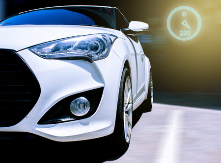 Led headlight car for customers. Using wallpaper or background for transport and automotive image.の写真素材