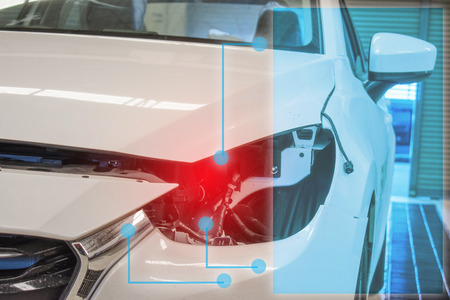 Defective Car lights In the center car service for customer.Car
advertising automotive automobile or transport transportation imageの写真素材