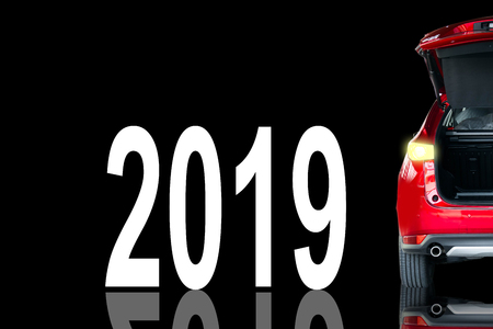 Car tail light red color with vector 2019 for customers. Using
wallpaper or background for transport or automotive automobile and
happy new year 2019 image.の写真素材