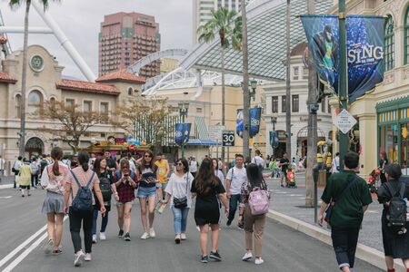 Osaka Japan June 2019: Universal Studios of Japan. Universal Studios Japan for travel tourism with group of people, family, Friends, darling place entertainment in Osaka Japan.のeditorial素材