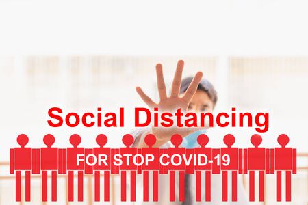 Man inspection or man business with covid 19 for stop covid 19 virus covid-19 or corona protected Help protect For social distancing world and people stop virus warningの写真素材