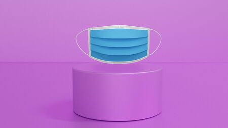 surgical mask on cylinder graphic shape banner idea event object 3d rendering minimal style template modern for product mockup podium display background 3Dの写真素材