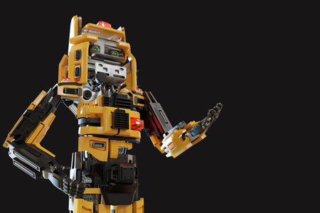 Cat robot for industry 4.0 3d render communication to people cybernetic manufacturing connection in factory automate in car dealership automation futuristic future cat toy intelligence 3d renderの写真素材