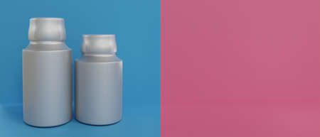 à¸ºBottle container object for insert medicine soap, shampoos or products Soaps, shampoos, lotion skincare cosmetics drug mock-up or products used in hospital advertising image 3D RENDERの写真素材