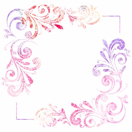 Grunge floral frame. Vector watercolor background.のイラスト素材