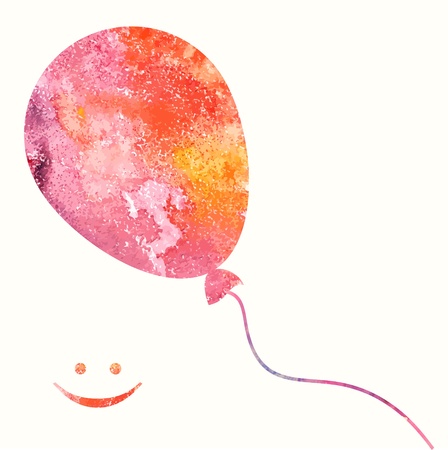 Pink inflatable balloon. Watercolor balloon illustration.のイラスト素材