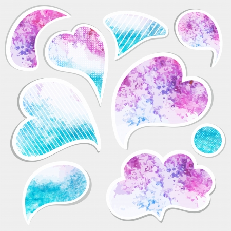 Speech heart bubbles. Vintage artistic frames. Watercolor background.のイラスト素材