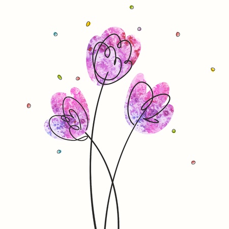 Tulips  Floral vintage background  Watercolor flowers のイラスト素材
