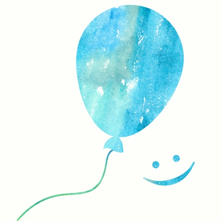 Blue inflatable balloon  Watercolor balloon illustration のイラスト素材
