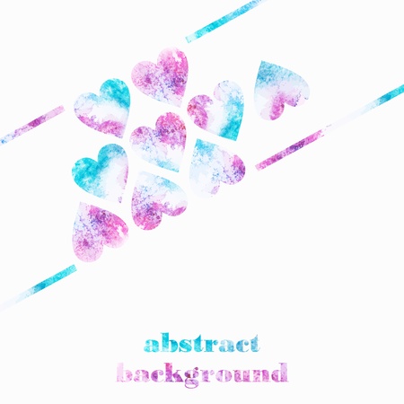 Watercolor grunge hearts  Abstract background のイラスト素材