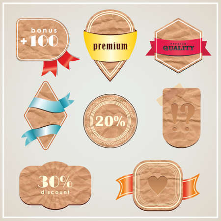 Retro labels  Vintage frames  Crumpled paper backgroundのイラスト素材