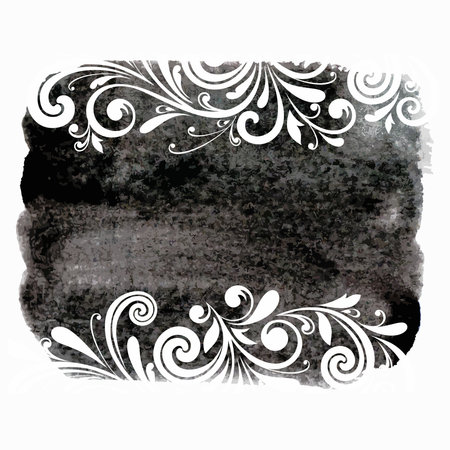 Vector watercolor background  Grunge background with floral pattern  Postcard template のイラスト素材