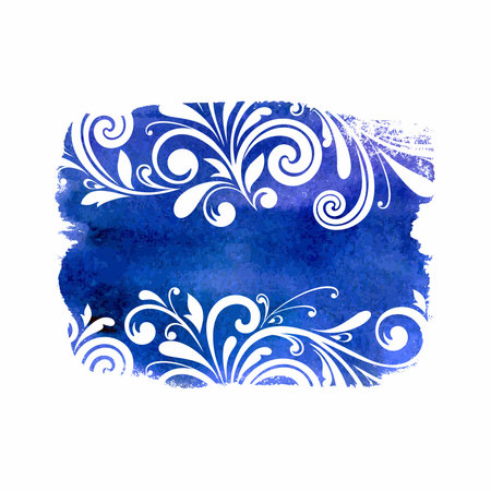 Vector watercolor background  Grunge background with floral pattern  Postcard template のイラスト素材