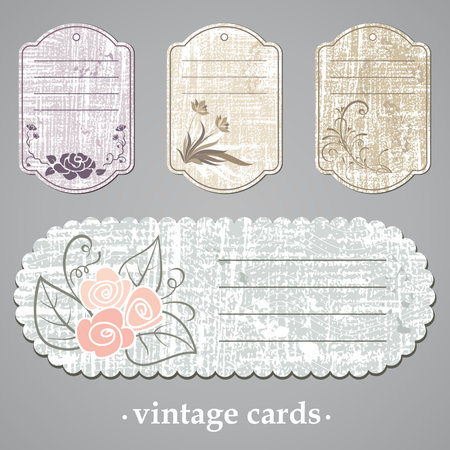 Scrapbook design elements  Set of stickers with floral ornament のイラスト素材