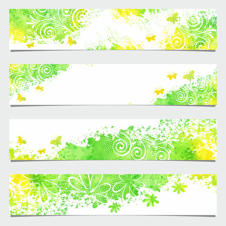 Grunge Floral banners  Watercolor vintage background のイラスト素材