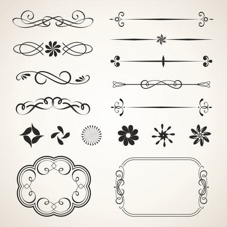 Calligraphic design elements  Elements for page decoration のイラスト素材