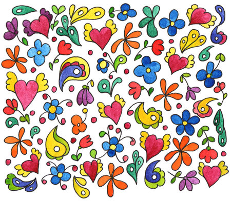 Floral seamless pattern. Watercolor floral background.の写真素材