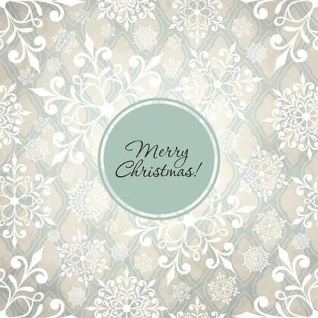 Christmas background with snowflakes. Vintage New Year greeting card.のイラスト素材