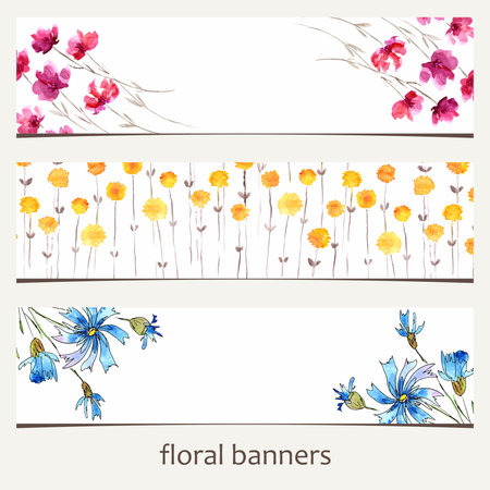 Floral banners. Watercolor floral background.のイラスト素材