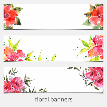 Floral banners. Watercolor floral background.のイラスト素材