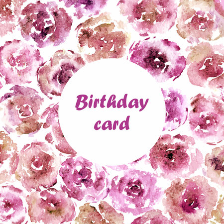 Invitation. Wedding or birthday card. Floral frame. Watercolor background with flowers.のイラスト素材