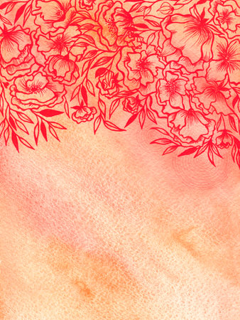 Vintage floral background. Watercolor roses pattern.の写真素材
