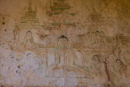 buddha wall painting ,   Bagan in Myanmar  Burmar のeditorial素材