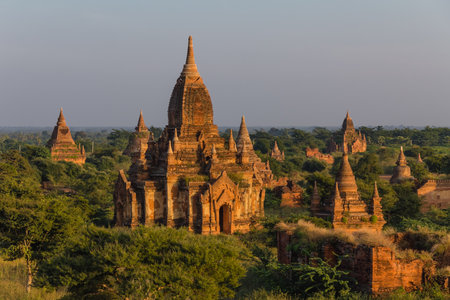 Sunset and Pagoda ,  Bagan in Myanmar  Burmar の写真素材