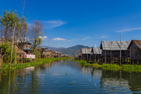 Floating Village,  inle lake in Myanmar  Burmar の写真素材