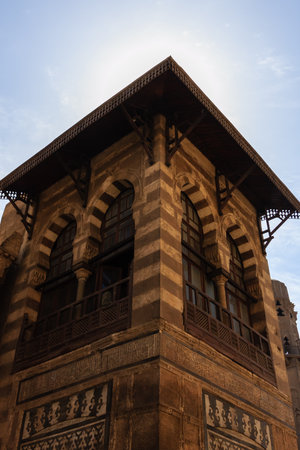 Window at Al-Hussein Mosque of cairo in egyptの写真素材