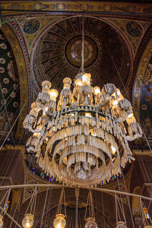 Chandelier in Mohamed Ali Mosque , The Saladin Citadel of Cairo,Egyptのeditorial素材