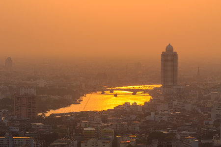 Suset and Chao Phraya River and  City View , Bangkokのeditorial素材