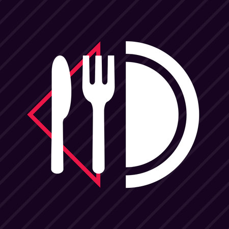 Cutlery Set Knife, Fork in white color, Napkin and white Dishのイラスト素材