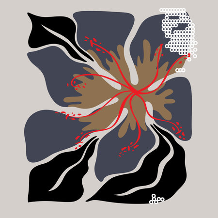 Abstract floral art with bold colors and modern geometric designのイラスト素材