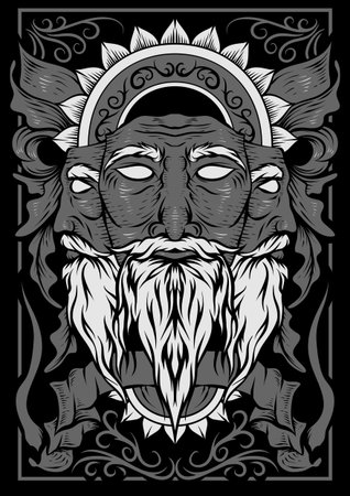 the tree old man face illustration vector artのイラスト素材
